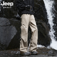 JEEP SPIRIT 吉普冲锋裤男2025秋季伞兵休闲裤子男宽松直筒工装长裤 卡其色 2XL (140-155斤)
