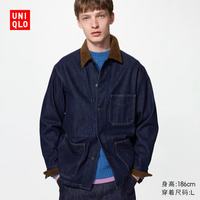 优衣库 休闲茄克/水洗产品男装女装/外套夹克488828 68 深蓝色 M