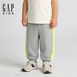 Gap 男幼童logo刺绣侧边条松紧腰束脚裤