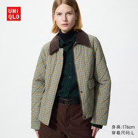 优衣库 棉服休闲短茄克/格纹女装外套夹克489026 34 驼色 L