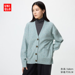优衣库 souffle yarn舒芙蕾休闲针织开衫女男装毛衣毛衫外套485340 50 浅绿色 S