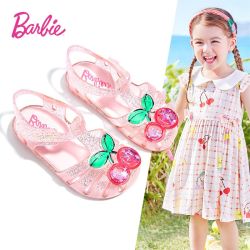Barbie 童鞋2026新款夏季樱桃水晶凉鞋软底儿童果冻鞋小女孩公主凉鞋