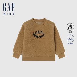 Gap 大小童同款男女童秋季款仿羊羔毛抓绒卫衣上衣