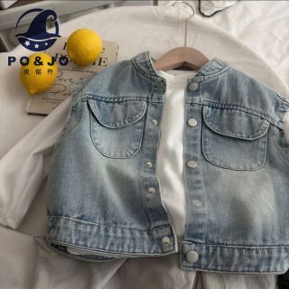 百亿补贴：皮偌乔 儿童牛仔复古马甲百搭男童上衣春秋韩版新款女童外穿洋气宝宝坎肩