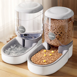 1 宠物智能自动饮水器狗狗猫咪自动喂食器大容量猫粮碗狗碗宠物用品 灰色饮水器【第三代-4L#加大