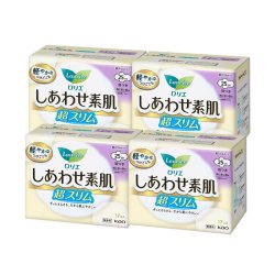 花王 4包日本进口花王乐而雅F透气日用卫生巾25cm17片*4特薄