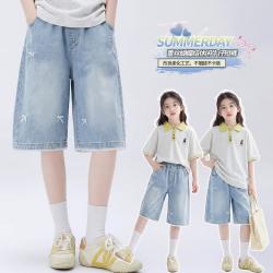 小猪班纳 女童牛仔短裤夏季儿童夏装薄款中裤2026新款中大童洋气五分裤