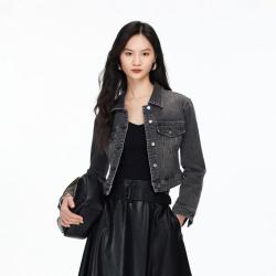 VERO MODA 26秋新品正肩水洗金属纽扣休闲修身短款牛仔外套女
