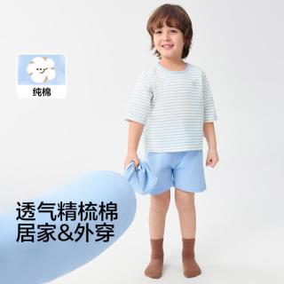 巴拉巴拉 纯棉儿童睡衣夏薄款透气男童女童家居服中大童空调服亲子短袖套装
