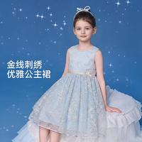 英氏 款精致金线刺绣生日裙气质女童连衣裙儿童礼服裙