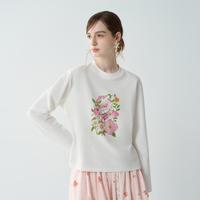 茶·愫 puretea茶愫圆领套头童趣彩绘印花长袖T恤女26春