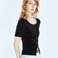 COVERINS 影儿COVERINS混纺修身圆领短袖针织上衣女薄款夏