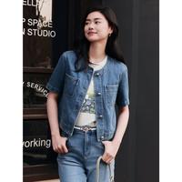 JZ玖姿 商场同款JZ玖姿清爽简约牛仔短袖外套女装夏季JWEX40505