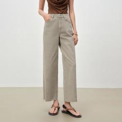 自巧 小个子斜向拼接设计直筒九分裤毛边牛仔裤女2026夏季休闲高腰裤