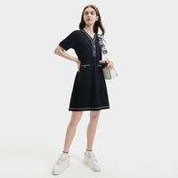 限尺码：FILA 女装连衣裙女士时尚休闲V领基础柔软舒适日常织连衣裙