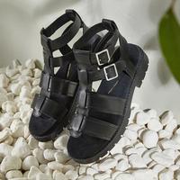 Clarks 镂空绑带低跟缓震 女士罗马凉鞋