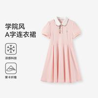 英氏 上新女童学院风POLO领连衣裙高腰显瘦儿童裙子