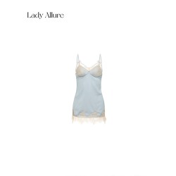 LADYALLURE 金屋藏娇法式镂空蕾丝露背网纱睡裙