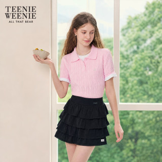 TEENIE WEENIE 小熊针织短袖 Polo衫 粉色 L