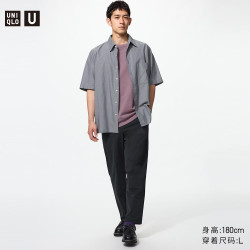 优衣库 482497 合作款箱型短袖衬衫 铅灰色 2XL