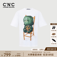 C'N'C CNC做旧扎染个性印花短袖T恤26春夏奢侈品高级上衣男 白色 48 /S/(170/88A)