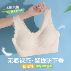 固定一体杯蕾丝美背聚拢不跑杯舒适无痕无钢圈调整型