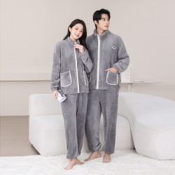 秋冬季情侣加绒休闲长袖毛绒柔软居家服加厚保暖家居服睡衣808