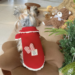 宠物衣服棉年服公主新年毛衣狗狗猫咪针织磨毛毛衣约克夏马尔济斯