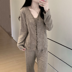 梦鸾 Mengluan/梦鸾长袖睡衣女款新款外穿睡衣女长裤家居服套装薄款