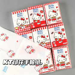 正版三丽鸥kitty印花手帕纸可爱学生小包便携纸巾餐巾纸干湿两用