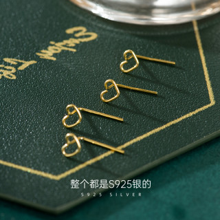 金美澳 925银耳饰 爱心耳钩耳钉饰品耳环2026新款火爆款时尚百搭小众耳饰