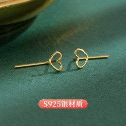 金美澳 925银耳饰 爱心耳钩耳钉推荐2026年网红新款耳饰时尚日用小众饰品