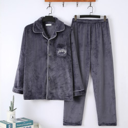 睡衣男秋冬款加肥加大码珊瑚绒胖子肥佬加厚保暖法兰绒家居服套装