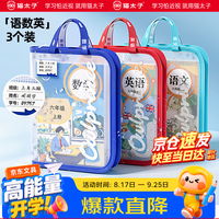 猫太子 拉链网格文件袋 L型防水 语数英3个装