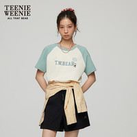 TEENIE WEENIE 女装圆领撞色插肩袖短袖T恤 乳白色 S