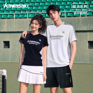 川崎 kawasaki/川崎透气速干羽毛球服男女款穿搭上衣反光LOGO新款套装