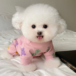 宠物衣服秋冬新款小熊包肚衣四脚裤泰迪比熊狗狗猫咪护肚衣家居服