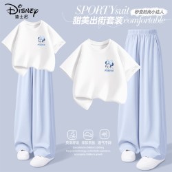 迪士尼 女童夏装套装2026新款女孩运动装纯棉短袖t恤儿童夏装长裤