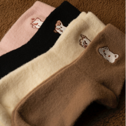 原创猫咪狗狗堆堆袜秋冬季仿水貂绒居家袜