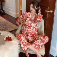 睡衣春季女款2026年长袖大码女士家居服套装