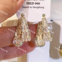 铜合金合成锆石耳饰 心若相惜超闪时尚百搭小众气质两戴耳环J620