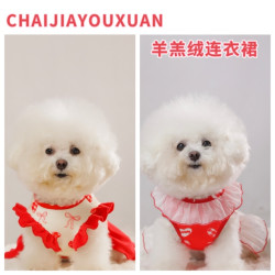狗狗猫猫秋冬加厚羊羔绒衣服公主风保暖边牧比熊金毛拉布拉多泰迪