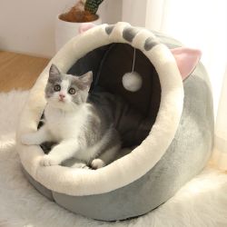 猫窝冬季保暖幼猫可拆洗猫咪窝猫屋半封闭式猫床宠物狗窝四季通用