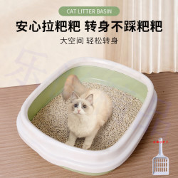 图形 猫咪用品超大号防溅猫沙盆猫猫咪厕所半封闭式猫砂盆小猫咪用品