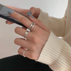 简约戒指女ins风潮网红时尚个性小众设计开口复古做旧指环百搭女