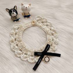 [薄荷同款]小香风围嘴口水巾猫咪狗狗针织围脖宠物领结饰品