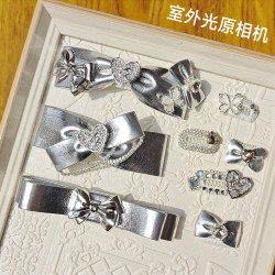 马尔济斯约克夏西施发饰头花发卡发夹贴钻银色猫狗通用头饰