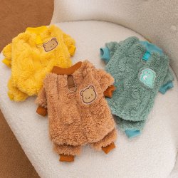 嬉皮狗 —狗狗猫猫秋冬季麻花纹理牵引四脚绒衣加厚保暖衣服1364