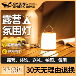 微笑鲨 新款户外露营灯帐篷灯野营氛围灯七夕礼物送女友挂式营地灯