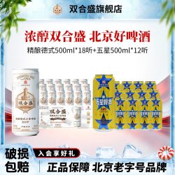 双合盛 精酿德式小麦白啤18听整箱+五星啤酒12听整箱500ml